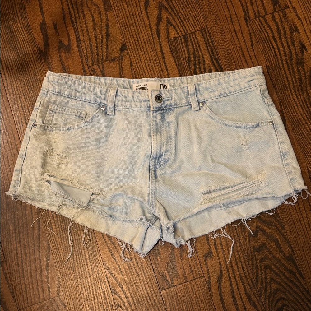 refuge Light Blue Distressed Denim Cutoff Shorts